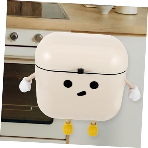 Caneca de basura rectangular beige para cocina miniatura 7