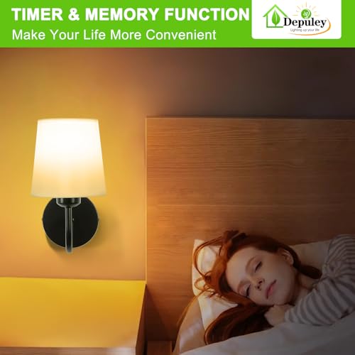 Image of Depuley Wall Sconces Battery Operated: Set of 2 Wireless Wall Lights with Remote for Bedroom - Rechargeable 15 Colors Black Wall Lamp for Living Room Hallway Home Decor