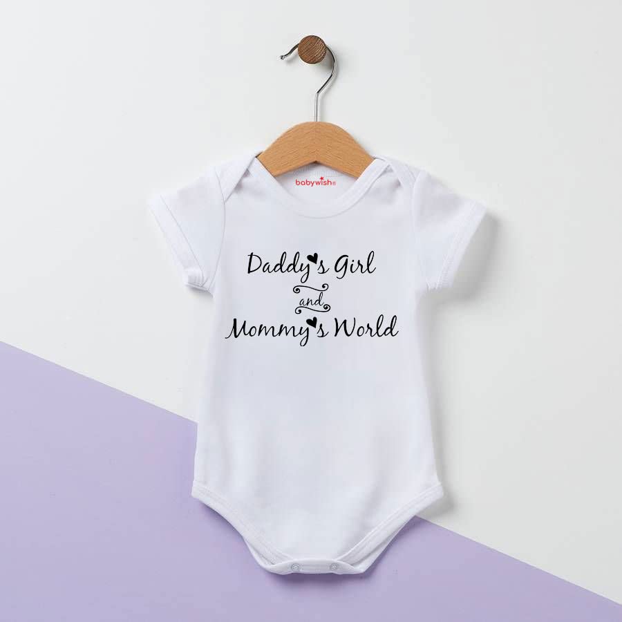 baby wish mummy gifted to Baby Bodysuits Newborn mom Romper Half Sleeve Envelope Neck Cute Outfit DADDY'S GIRL AND MOM WORLD 1