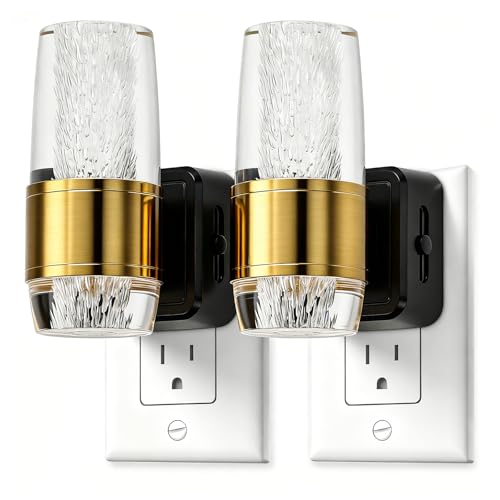 ropelux LED Night Light Plug into Wall, 2 Pack Acrylic Nightlight with 0-100 LM Adjustable Brightness, 3000K Plug in Night Light with Dusk to Dawn Sensor, for Bathroom Bedroom Hallway (2)