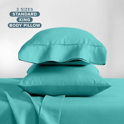 Image of Bare Home Microfiber Pillow Cases - King Size Set of 2 - Cooling Pillowcases - Double Brushed - Turquoise Pillowcases 2 Pack - Easy Care (King Pillowcase Set of 2, Turquoise)