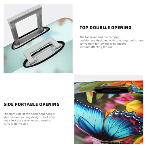 Travel Luggage Cover Fashion Suitcase Protector Colourful Butterfly and Floral Spandex Baggage Covers Washable Suitcase Covers Anti-Scratch Luggage Cover Protectors Fits 18-32 Inch Suitcases Medium4