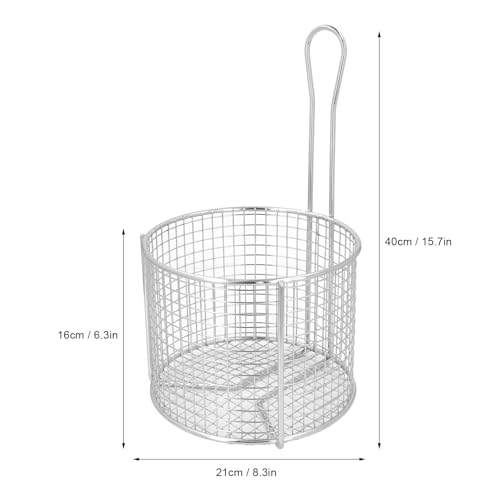 Panier à frites rond en acier inoxydable avec poignée pour cuisine - 6