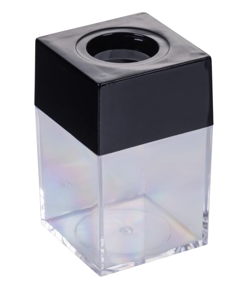 OFFICE PRODUCTS - Caja magnética para clips, color hueco, transparente, rectangular, de poliestireno, con un imán, para oficina, hogar, trabajo, escuela