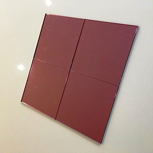 Square Tiles by Super Cool Creations, Pink Mirror - Pack of Ten - 5cm x 5cm