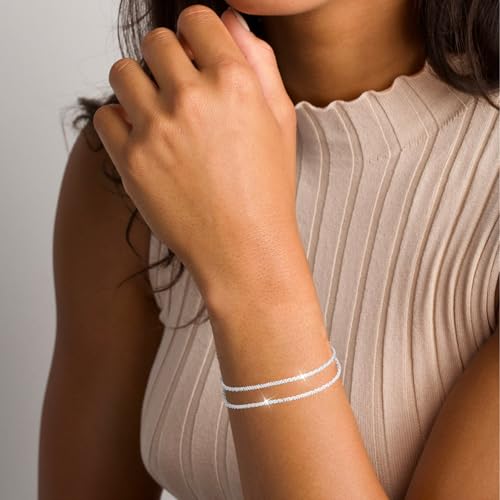 Layered Bracelets for Women,Dainty 14K Gold Plated Bracelets Stack,Link Chain Bracelet Stackable Non Tarnish Jewelry Gifts for Women3