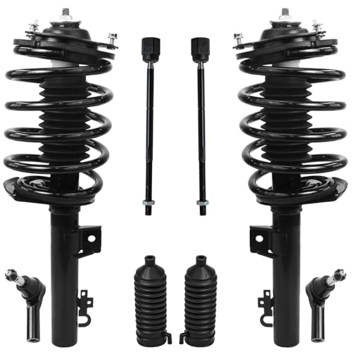 Image of Detroit Axle - Front Struts Kit for Ford 1996-2007 Taurus 1996-2005 Mercury Sable, 2 Struts Coil Spring 4 Outer Inner Tie Rods 2 Boots 1997 1998 1999 2000 2001 2002 2003 2004 Replacement