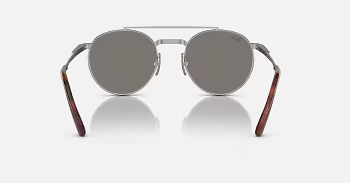 Ray-Ban Unisex Rb8237 Round II tytanowe okrągłe okulary przeciwsłoneczne, Srebrny/szary lustrzany niebieski, 50 mm