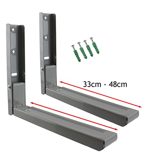 Spares2go Soportes de montaje de pared extensibles para microondas Hitachi (gris/plateado)