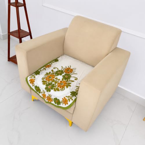 Image of Homerz Premium 'Surya Series' Sofa Cover | Stylish Sofa Protector | Net Fabric | Anti-Stain & Washable Slip Cover Exact Size Antislip (Daisy Green, 1 Seater, Only Seat Cover)