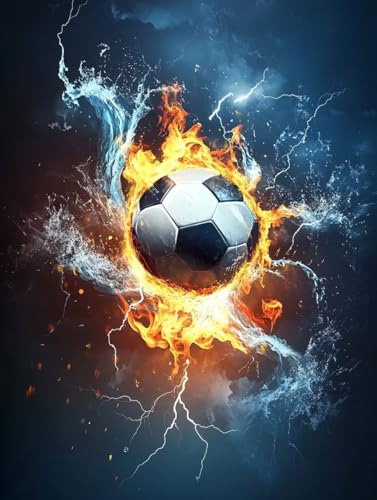 Peinture numero adulte flamme football kit complet toile 90X120CM