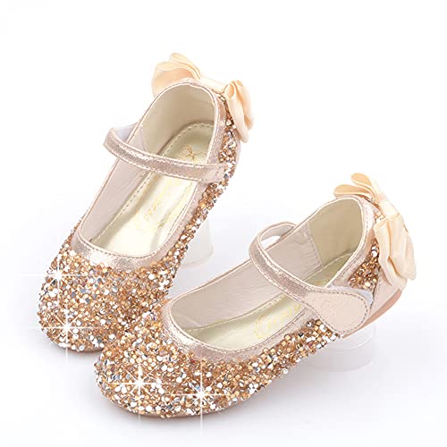 Girl's Adorable Bow Mary Jane Ballet Flat Glitter Princess Flower Girl Wedding Party Dress Shoes(Toddler/Little Kid)3
