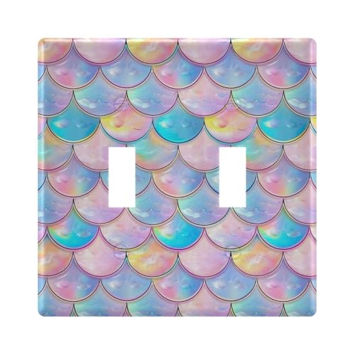 UMIRIKO Rainbow Mermaid Scales Light Switch Cover Plate Covers Decorative Double Toggle Home Decor 202b5791