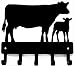 The Metal Peddler Cow and Calf Cattle Farm Key Rack with 5 Hooks - Small 6 inch Wide