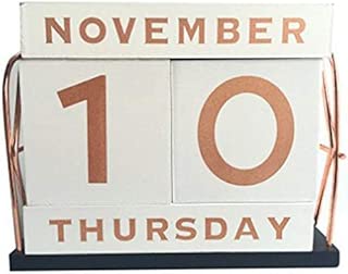 YOFIT 21 Vintage Wooden Block Perpetual Calendar Desk Accessory Shabby Rustic Chic Number, Golden - coolthings.us