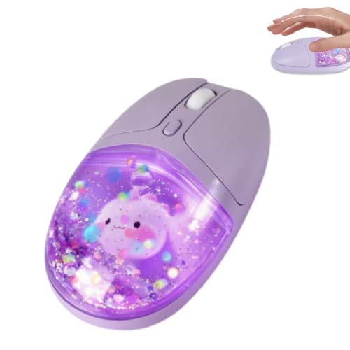 Image of Bluetooth Wireless Mouse,Creative Floating Cartoon Rabbit Animal Mice,RGB Backlit Rechargeable Triple Mode(Dual Bluetooth+USB) Computer Silent Mouse with USB Receiver for Laptop /MacBook /iPad /PC-Purple