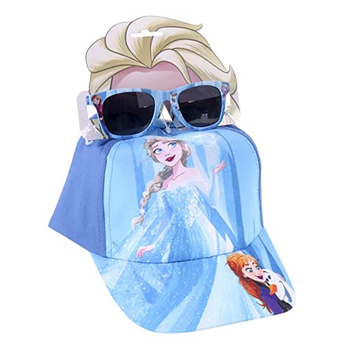 Set Gafas de Sol y Gorra Frozen - Talla de 2 a 5 Años - Protección UV 400 y Filtro de Categoría 3 - Gorra Infantil con Velcro Ajustable - Producto Original Diseñado en España