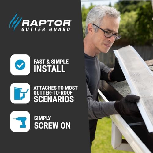 Image of RAPTOR GUTTER GUARD - 48 FT. (Nominal) Contractor Grade Stainless Steel Micro-Mesh Gutter Guard Kit with Screws Included. Fits 6 in. & 7 in. Gutters. DIY-Friendly. (7.187 in. x 47.625 in.)
