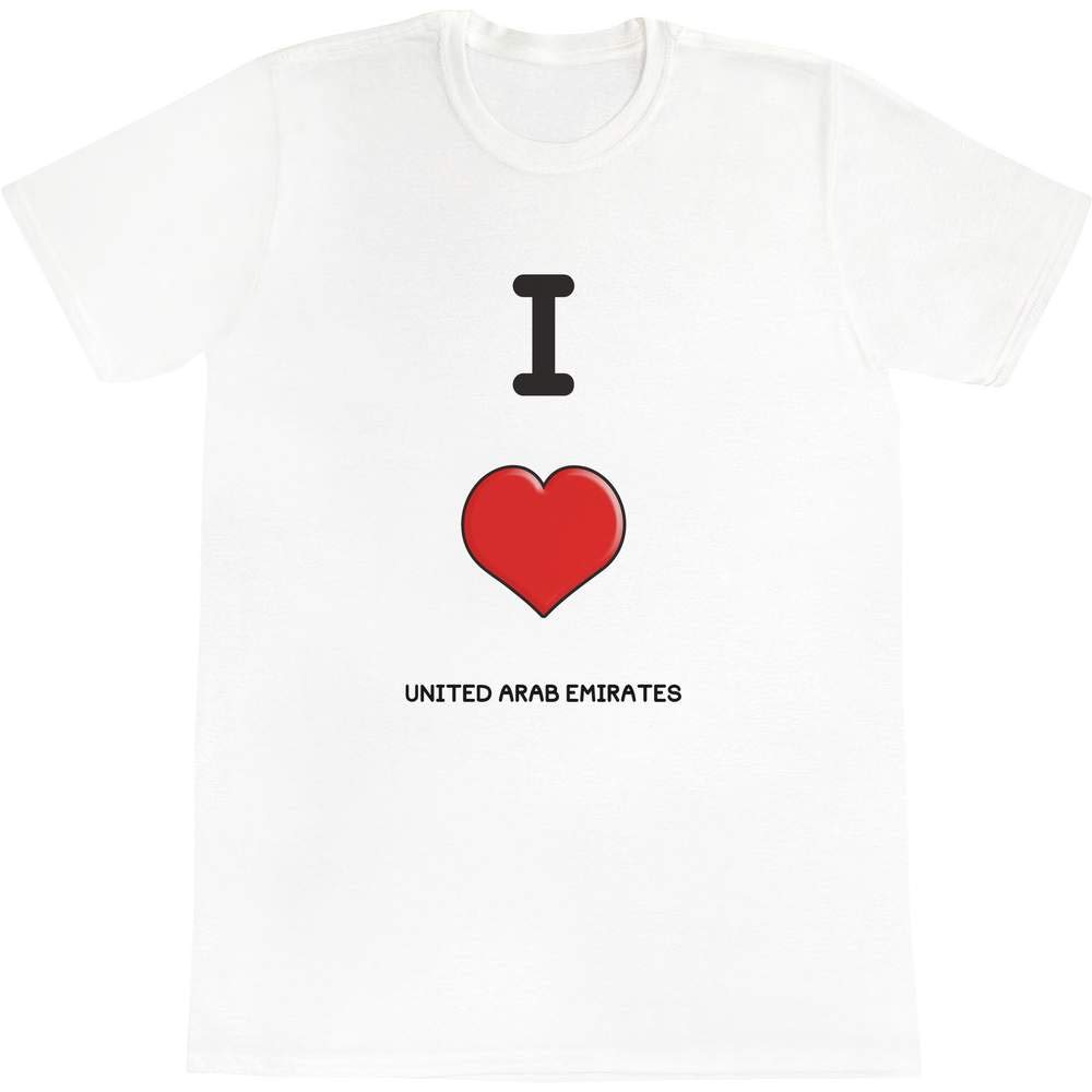 'I Love United Arab Emirates' Adult's Cotton T-Shirt (Small) (TA00002101)