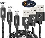 Agoz 3Pack Braided Micro USB Fast Charger Data Sync Cable Cord For Motorola Moto G5 Plus, Moto G5S Plus, Moto G5, Moto G Plus, Moto G4 Plus, G4 Play, Droid Turbo 2, Moto E4, Moto E5, E5 Plus, E5 Supra
