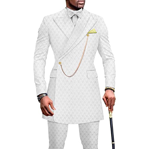African Clothing for Men Blazer and Pants 2 Piece Set with Bow Tie Dashiki Riche Formal Wear Wedding