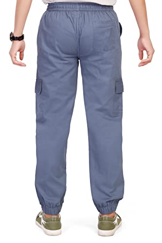 Image of UNOseven Boys Cargo Jogger Pants - Pure Cotton - Slim Fit - Sky Blue - Size 11-12 Years