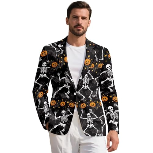 Men's Blazer One Button Notched Lapel Suit Jacket Casual Business Jacket Sports Coats Slim Fit Plus Size Blazer