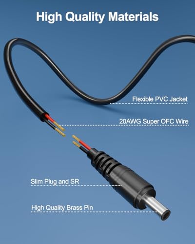Image of 20 Pair DC Power Female And Male digital Cable, 12V 5A Male & Female Connectors for CCTV Security Camera and Lighting Power Adapter(2.1mm x 5.5mm, Ultra Thick)