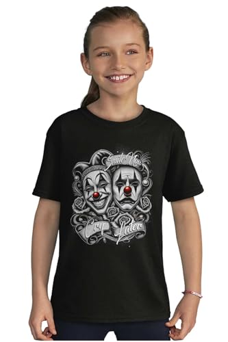 Smile Now Cry Later Clown Masks Crewneck T Shirts Boy Girl3