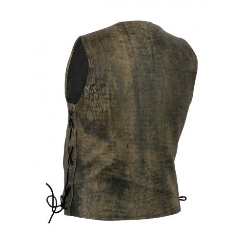 Bikers Gear Australia Premium 1,3 mm weiches Rindsleder Harley Style Lederweste mit verstellbaren Seiten und Taschen, Used-Look, Größe M