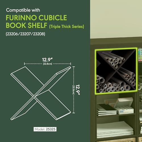 Image of Furinno Cubicle X-Shelf Cube Insert, Tool-Free Cube Organizer, Black Oak | 12.9W x 12.9H, 4-Shelf, Geometric Shelf Accessory, Fits into Furinno Triple Thick Cubes, Ikea Kallax, for Organization