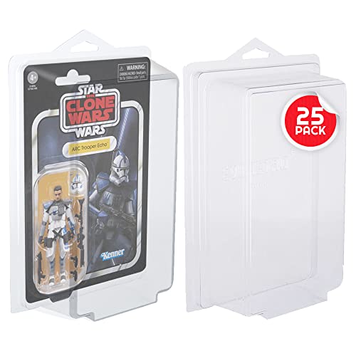 EVORETRO Action Figure Display Case for 3.75 in Carded Toy Figures Such as Star Wars, Marvel Legends, Motu, GI Joe, Durable Plastic Retro Blister Protective Cases
