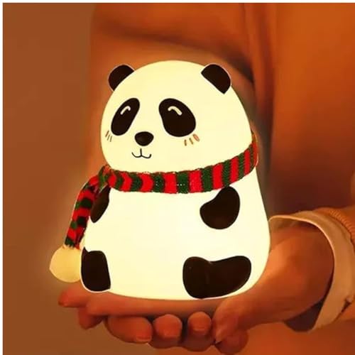 Image of MUID Rechargeable Panda Lamp, Cute Silicone Kawaii Night Lamp For Bedroom With Touch Gesture 7 Color Changing Adorable Christmas Gift Kids, Light,Table,Beside Kids Room (Panda-Lampled, White)