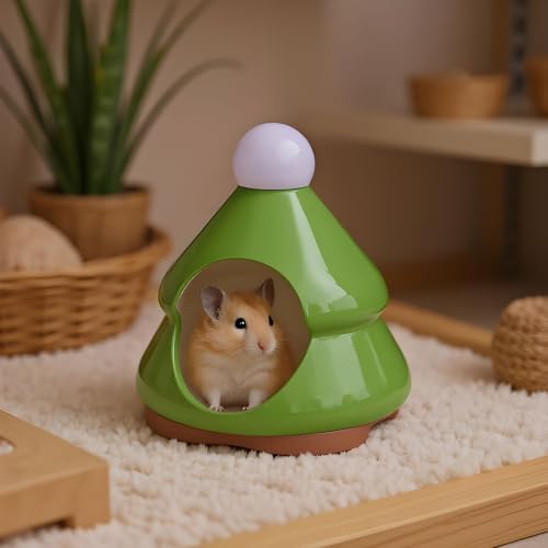 Refugio de cerámica para hámsters enanos con diseño de pino estable 3