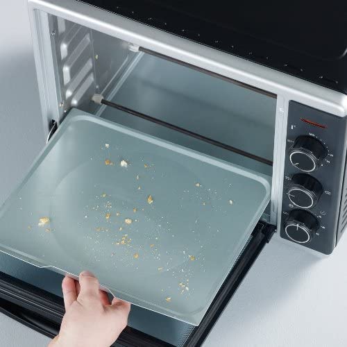 SEVERIN Mini-Four à chaleur tournante 30 L avec tournebroche, Four posable 1 600 W design simple et élégant électrique avec minuteur 120 min, Noir/Inox, TO 2056