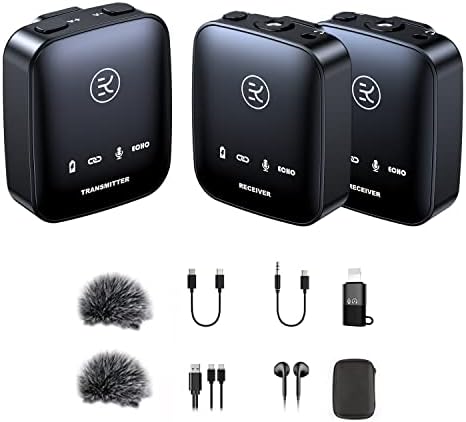 Kinglucky Wireless Lavalier Microphone, Mini Wireless Lapel Video Mic System for Tiktok, YouTube, Vlog with Noise Cancellation, Compatible with iPhone, DSLR, Camcorder, Android Smartphone