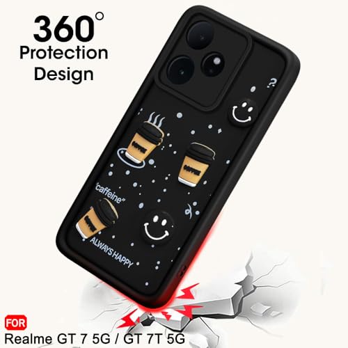Image of TheGiftKart Back Cover Case for Realme GT 7 5G / GT 7T 5G | Cute Fun Cartoon 3D Smiley Coffee Case | Full Camera Protection | Shockproof Back Cover Case for Realme GT 7 5G / GT 7T 5G