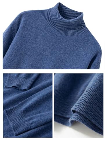 Kiioouu Fall and Winter High-Necked Work Sweaters for Men's Cshmere Sweater Solid Color Loose Wool Thickened Basic Sweater3
