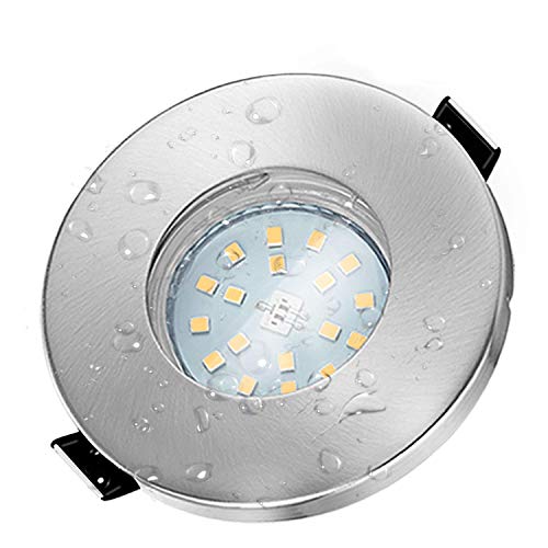 Preisvergleich Produktbild Bojim Bad Einbaustrahler GU10 IP44, Austauschbar Deckenstrahler LED Badezimmer, Warmweiß 2800K 230V inkl. 6 x 6W 600LM Leuchtmittel, 82Ra, 120°Abstrahlwinkel Deckenspots Matt Gebürstet