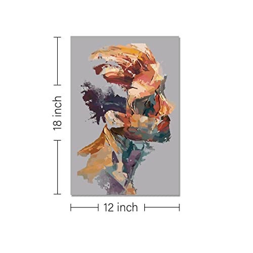 Image of RANGOLI 100% Cotton Stretched Canvas Painting 400 GSM, Framed Man Canvas Abstract Wall Art for Living Room, 3D Paintings for Wall Decor (12 x 18 Inch With Frame)