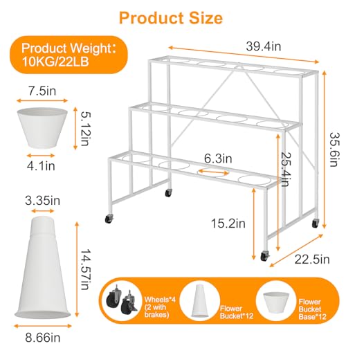Support de fleurs intérieur extérieur à roulettes et étagère de rangement pour magasin