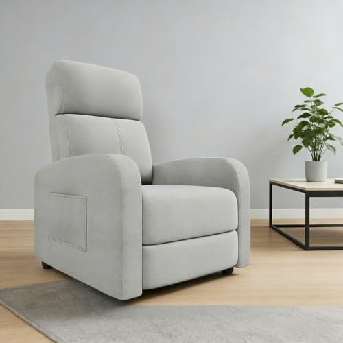 GarveeHome Relaxsessel Fernsehsessel Ruhesessel Liegesessel mit Liege-Funktion Polstersessel Leinen verstellbar Einzelliegesessel Wohnzimmer Schlafzimmer Heimkino (Grau3)