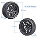 Hobbypark (4-Pack) 1/10 Scale Off Road Buggy Tires & Wheel Rims Set Front and Rear 12mm Hex Hubs with Foam Inserts for RC Hobby Car