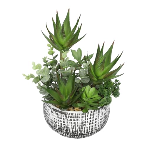 11&rdquo; Large Succulents Aloe Plants Artificial in Ceramic Pots Potted Faux Succulent Eucalyptus...