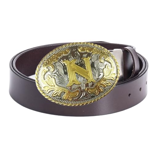 Ceinture en cuir pour homme style cowboy western boucle ovale LMNP