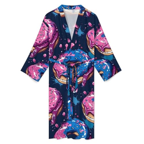 Food Donut Men's Soft Robes Lightweight Long Bathrobe Loungewear for Bath Shower3