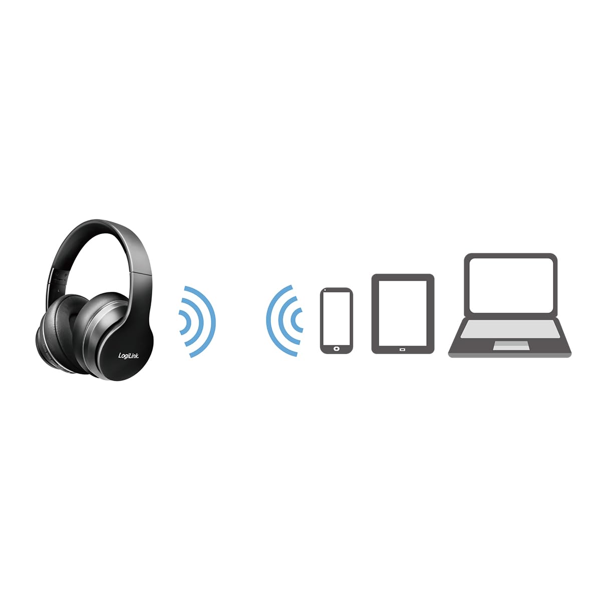 LogiLink BT0053 Casque Audio Bluetooth V5.0 avec réduction Active du Bruit et boîte de Transport