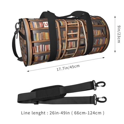 Travel Bag For Women,Funny Book Shelves Collection And Ladder Print Personal Item Duffle Bags,Weekend Travel Duffel Tote Bag,Travel Sport Gym Bag For Men,Airplane Travel Essentials For Flying4