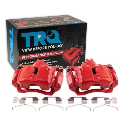 Image of TRQ Performance Front Driver and Passenger Side Brake Caliper Set Caliper Brackets Hardware Compatible with 12-15 Honda Civic