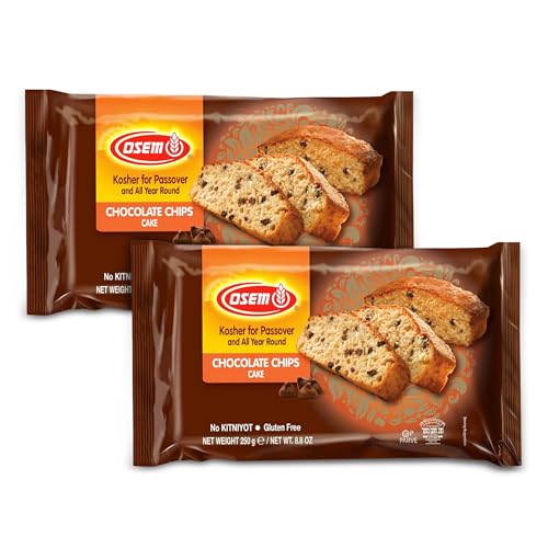 Osem Chocolate Chip Cake - Gluten Free Chocolate Chip Loaf Cake Individually Wrapped, Moist and Fluffy, Kosher for Passover, Great Dessert for Shabbat or Holidays - 8.8 oz (2 Pack)